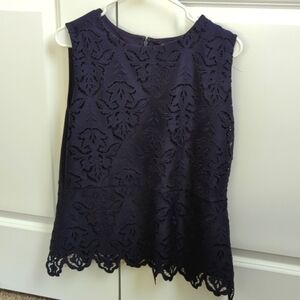 Ann Taylor Navy Blue Lace Sleeveless Top